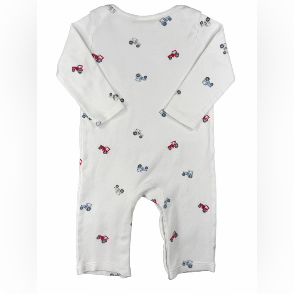 THE LITTLE WHITE COMPANY Baby Boy Cotton Tractor Print One Piece Romper - 6-9M - Picture 3 of 3